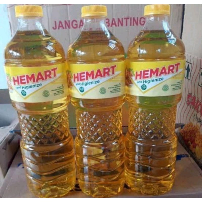 MINYAK GORENG KELAPA SAWIT HEMART Dan FRAISWELL 1 LITER KEMASAN BOTOL