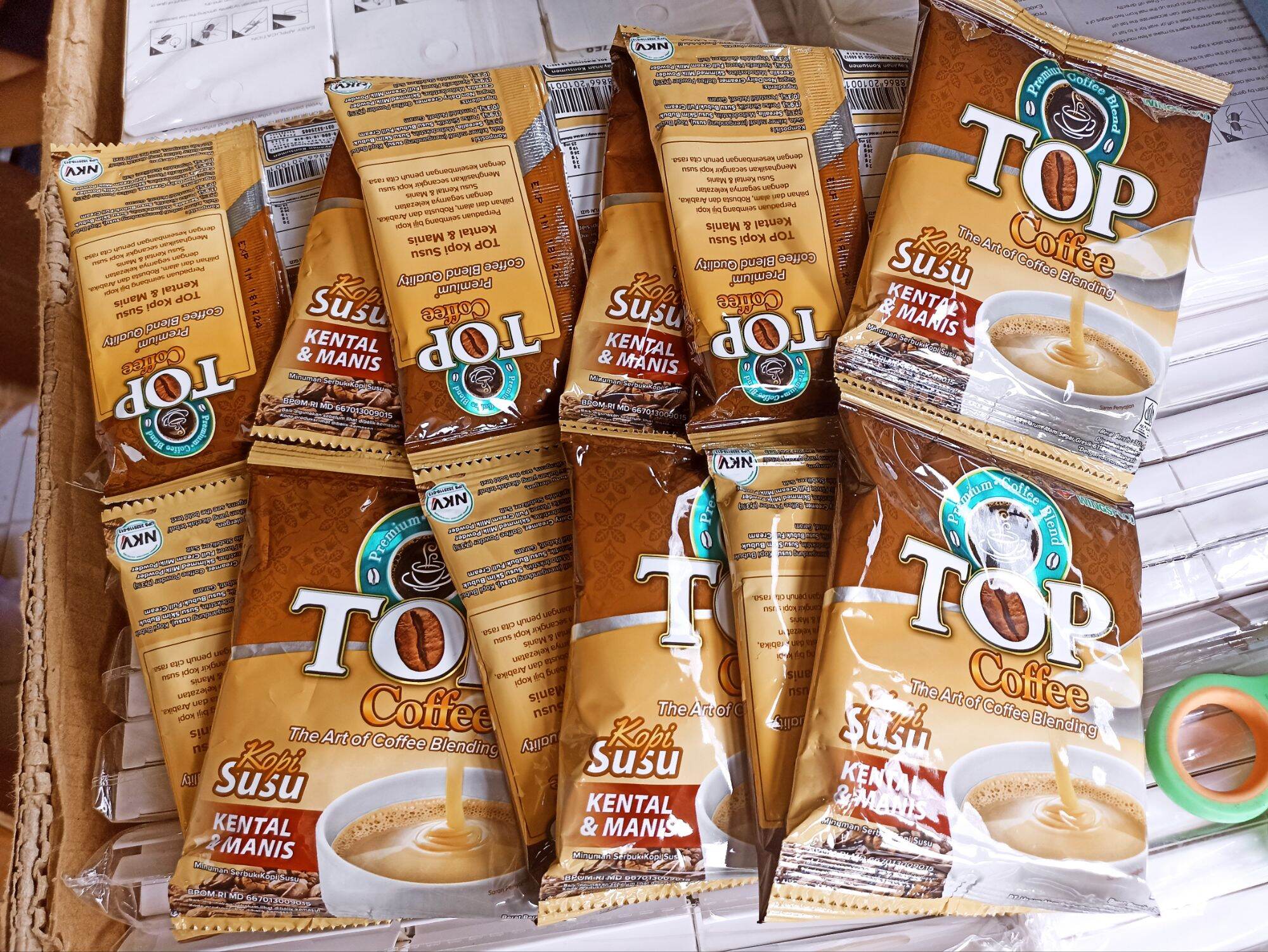 Top Kopi Renceng Isi 12 Sachet Kopi Susu Skm White Coffe Mocca Gula