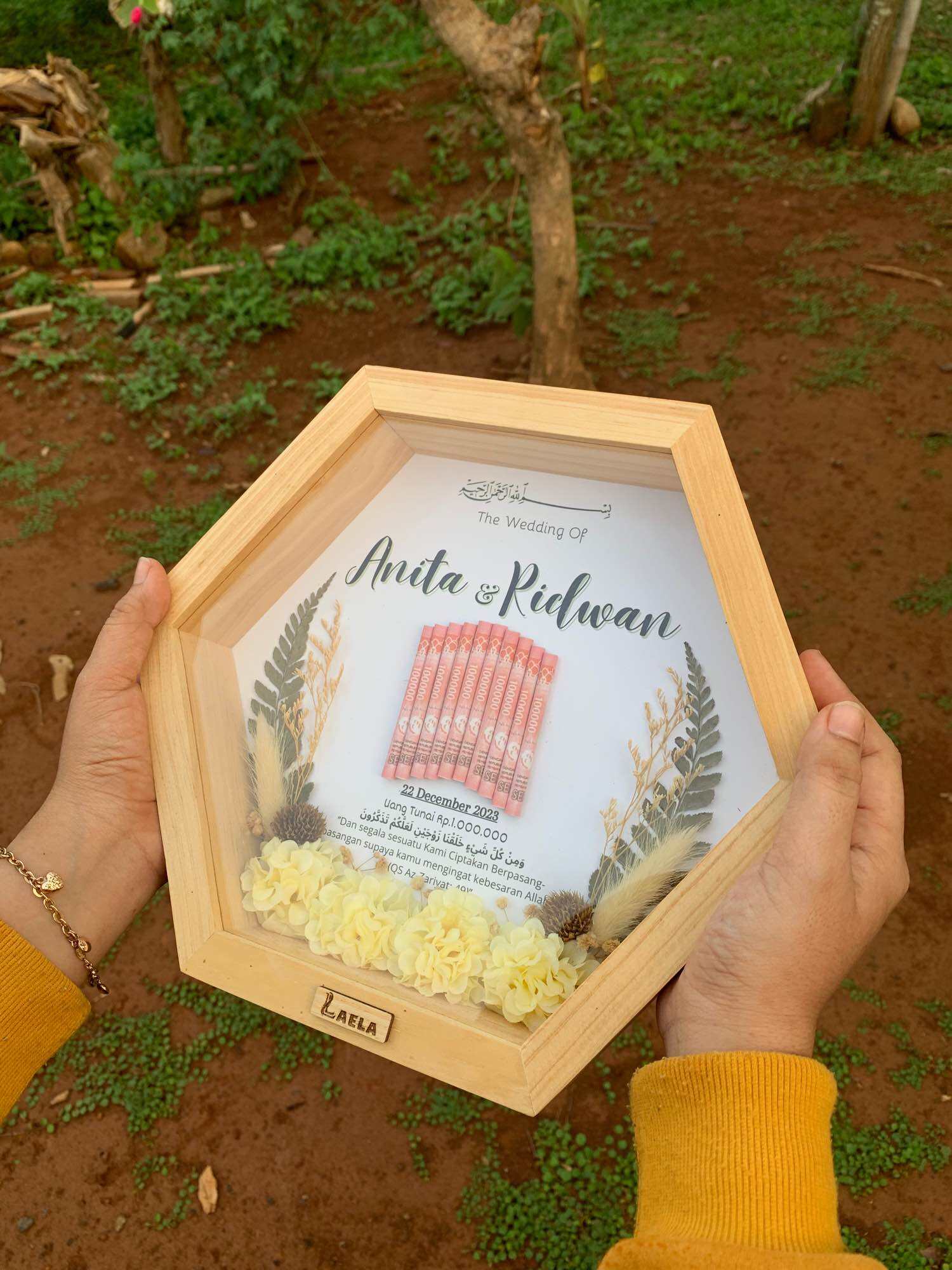 NEW PRODUK Bingkai Mahar 3D Rustic Souvenir Simbolis Pernikahan