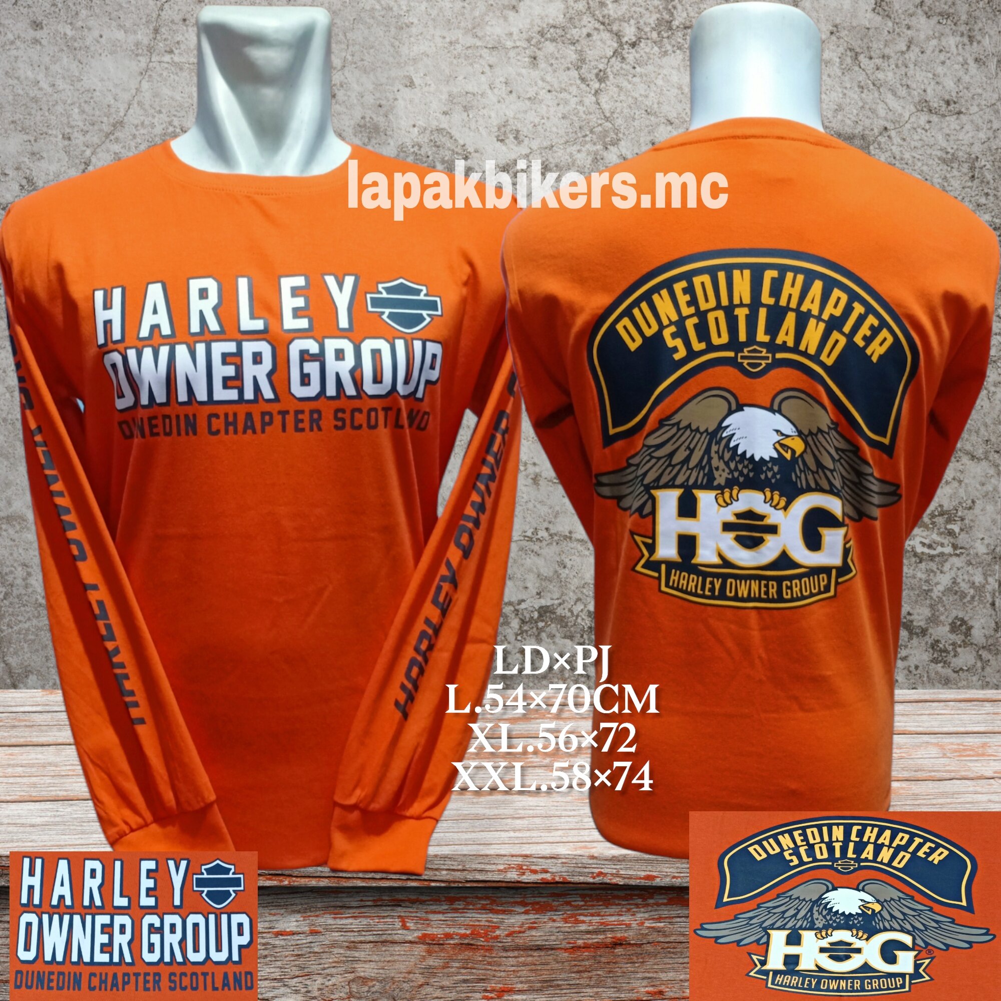 Kaos Harleydavidson Lengan Panjang Orange Hog Duniden Lazada Indonesia