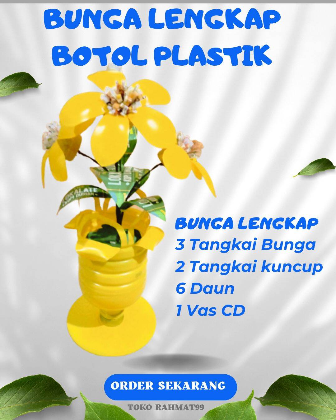 Vas Plus Bunga 3 Tangkai Prakarya Botol Plastik 1 L Lazada Indonesia