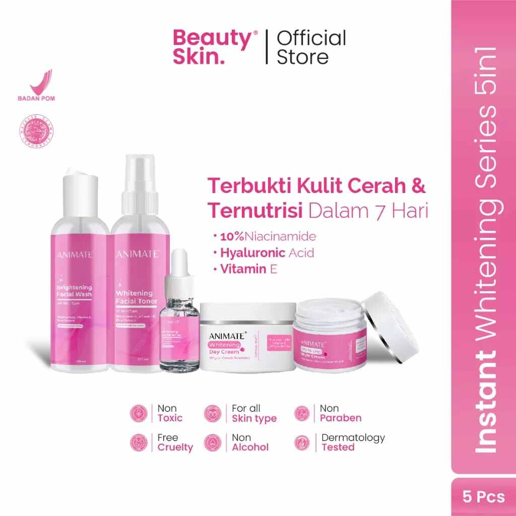 ANIMATE Instan Whitening Series 5in1 Skincare Wajah ANIMATE Pink