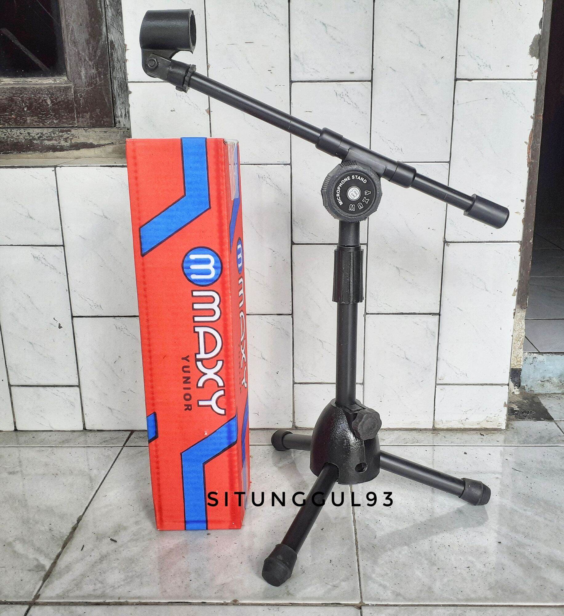 Stand Mic Tiang Mic Maxy Pendek Duduk Besi Tebal Free Holder Mic