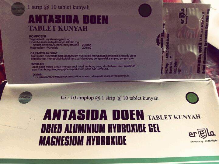 Antasida Doen Tablet Kunyah Box Strip Obat Sakit Maag Untuk