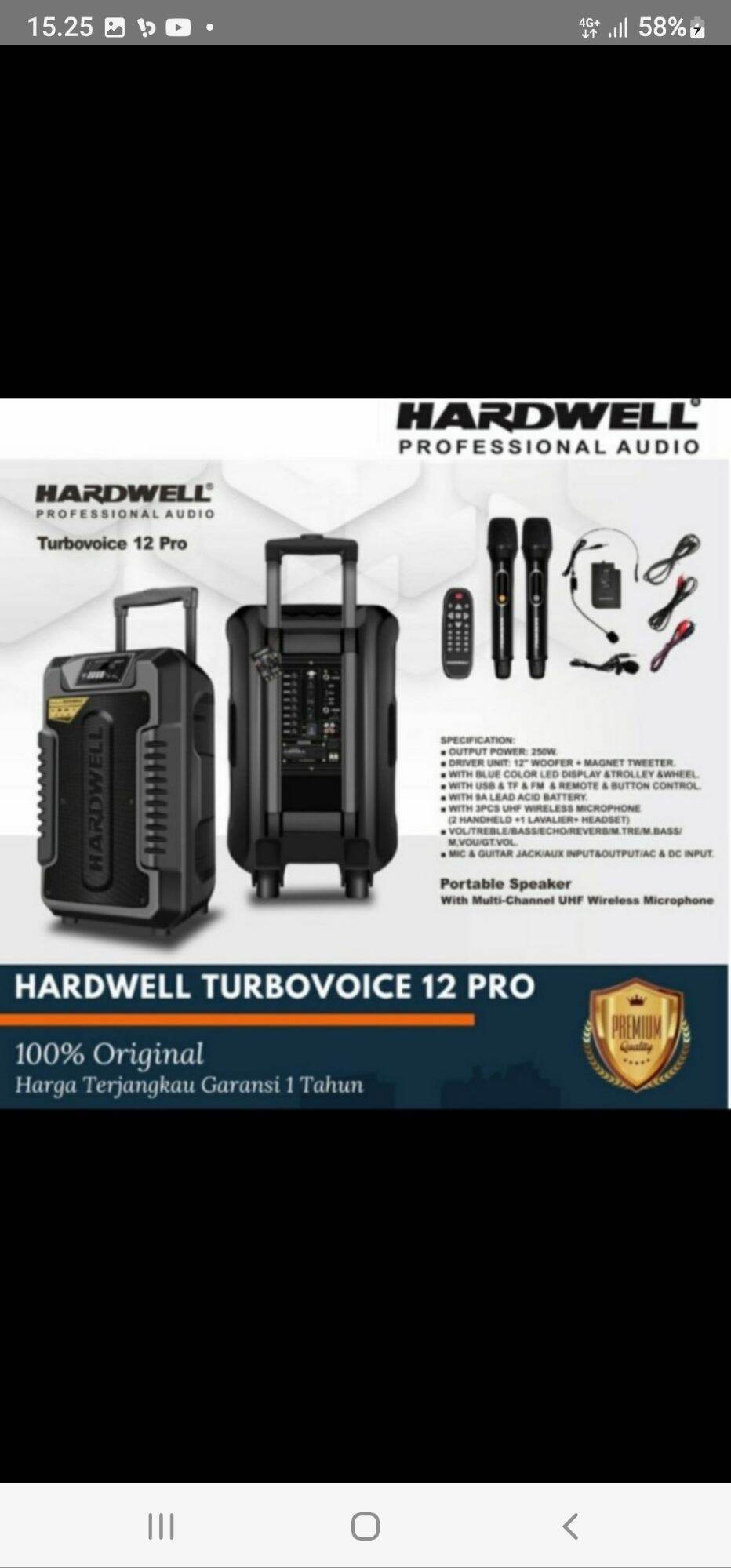 SPEAKER PORTABLE TURBO VOUCE HARDWELL 12 PRO TURBO VOICE ORIGINAL