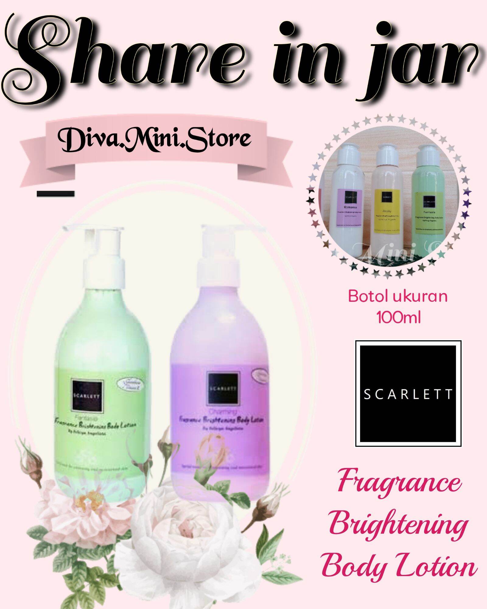 Scarlett Whitening Body Lotion Kemasan Mini Share In Jar