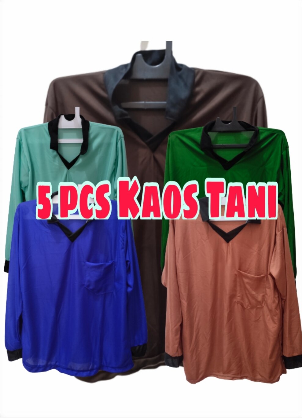 PAKET HEMAT 5 PCS Kaos Tani Berkerah Kaos Sawah Kaos Murah Cocok