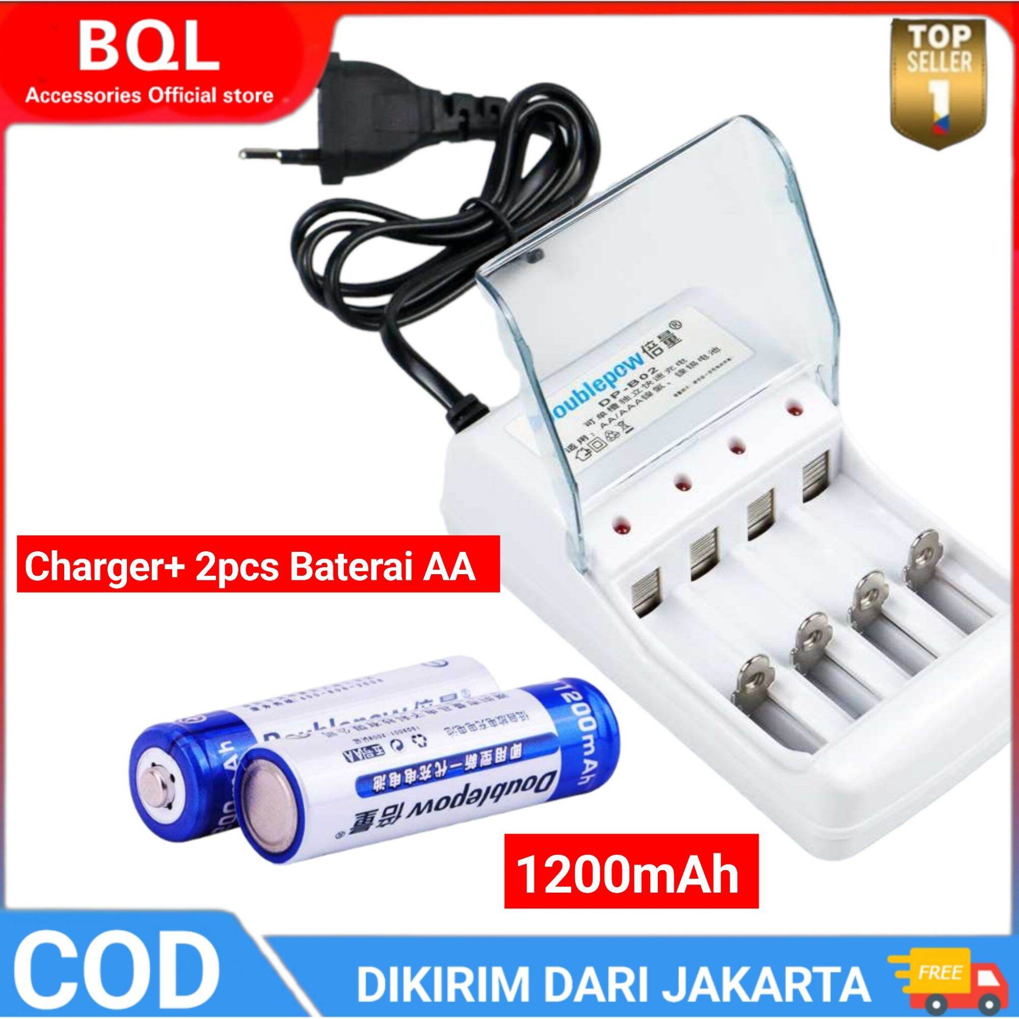 Charger Baterai AA AAA DOUBLEPOW Batu Batre A2 Slot Baterai Bisa Di Cas