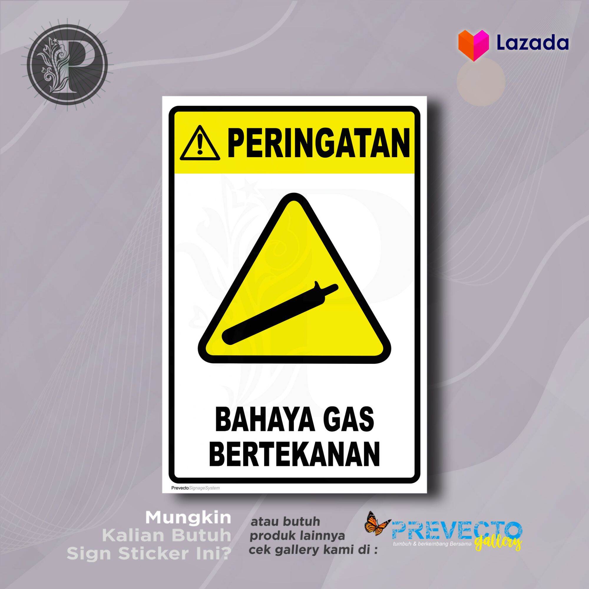 Stiker Safety Sign K3 Rambu Bahaya Gas Bertekanan Sticker Vinyl Tahan