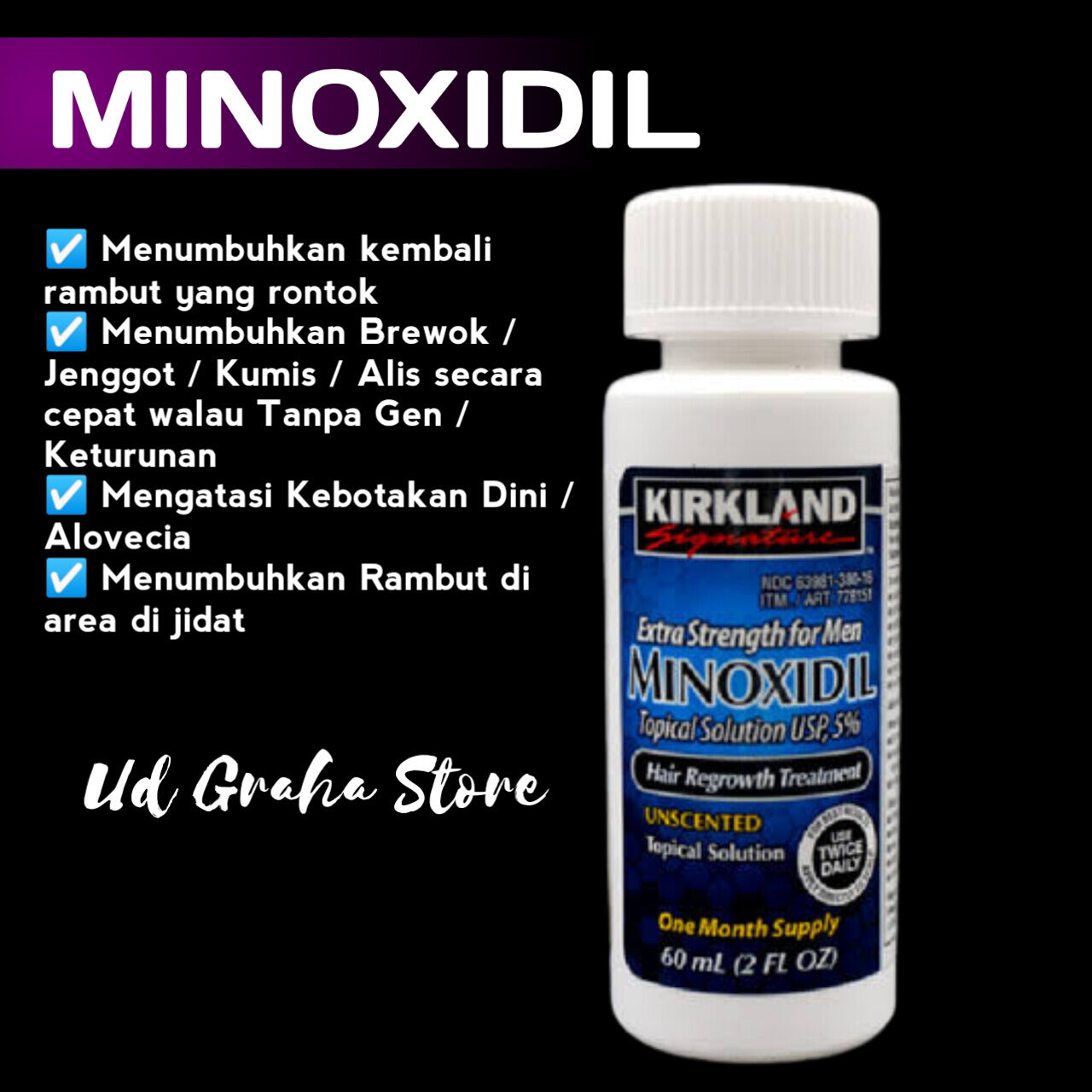 Minoxidil Kirkland Signature Penumbuh Rambut Brewok Lazada Indonesia