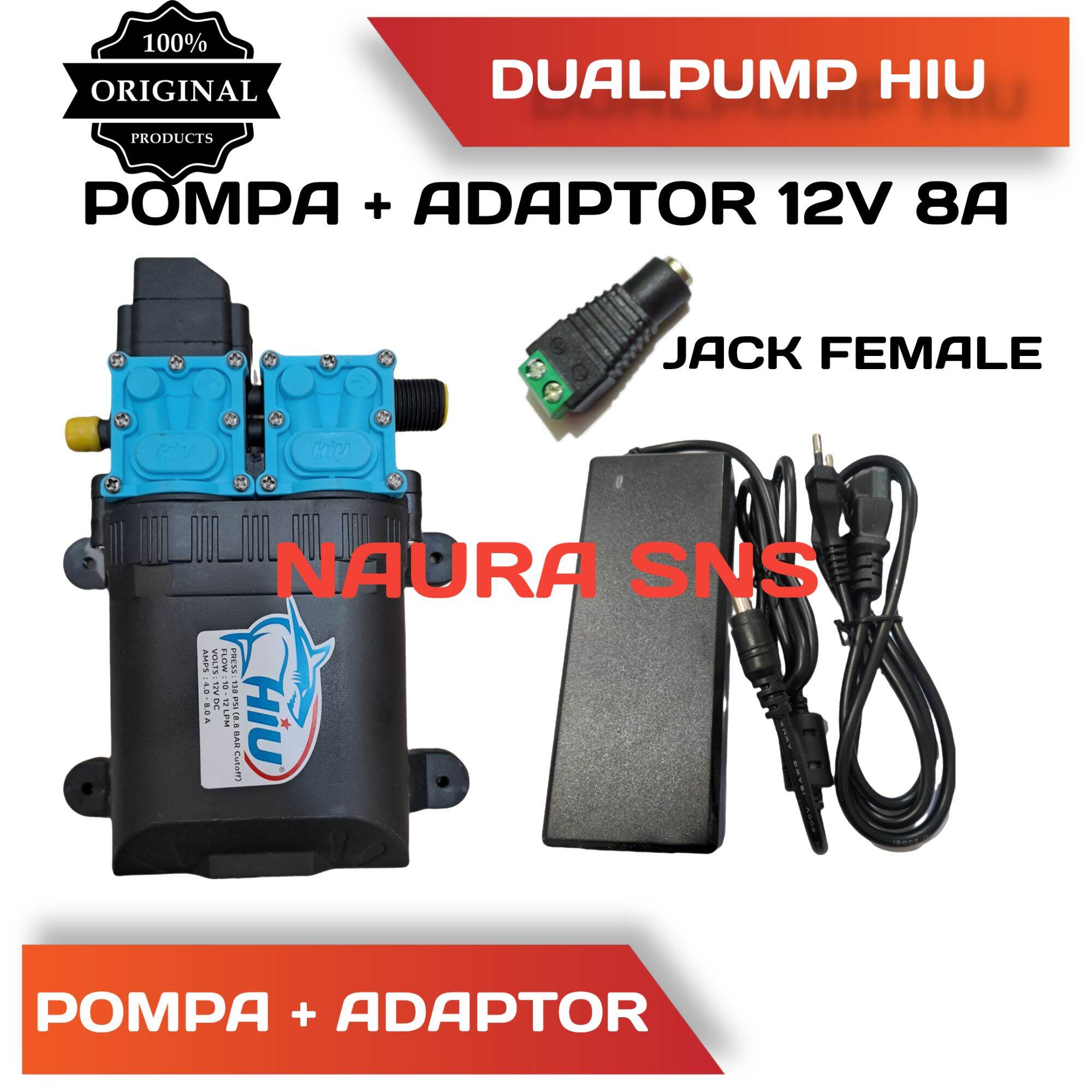 Dinamo Pompa Dc V Hiu Dual Pump Psi Lpm Dan Adaptor V A