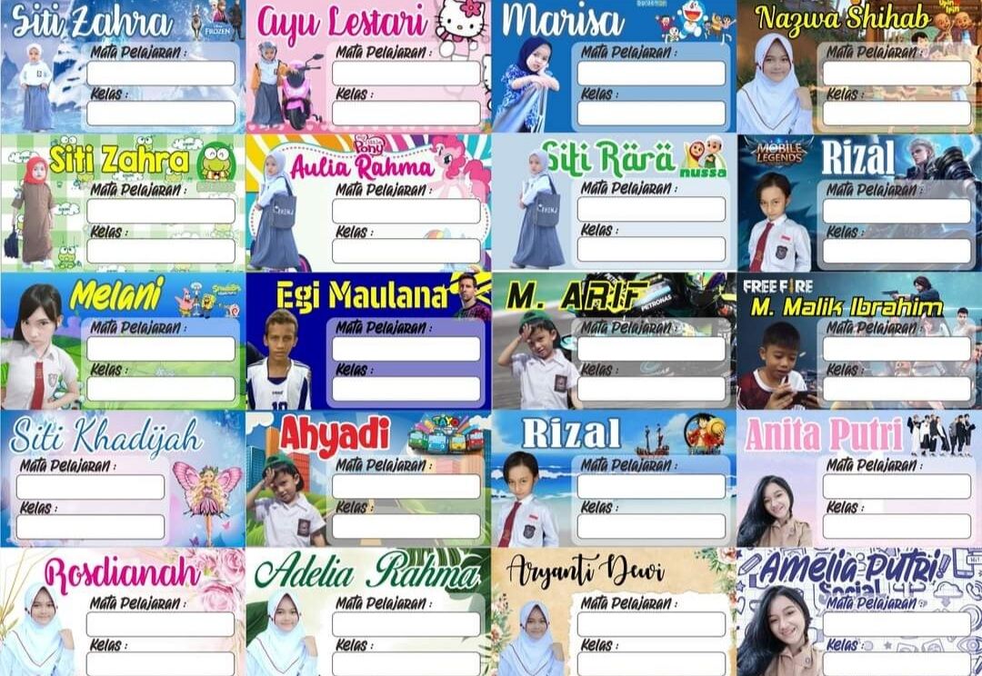 Isi 20pcs Label Buku Tulis Pelajaran Custom Foto Lazada Indonesia