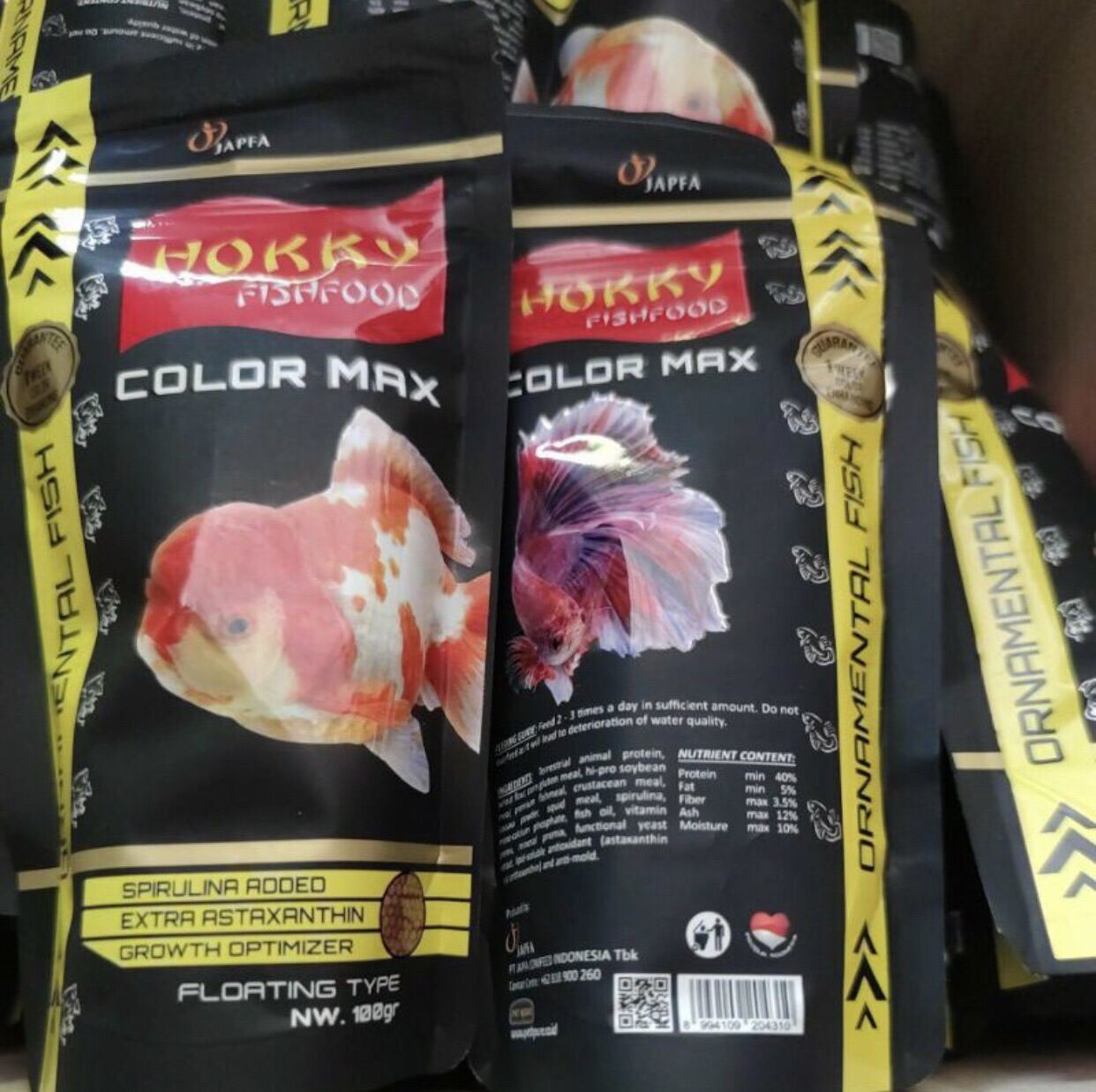 Pakan Ikan Hias Makanan Ikan Koki Koi Cupang Hokky Color Max Gr