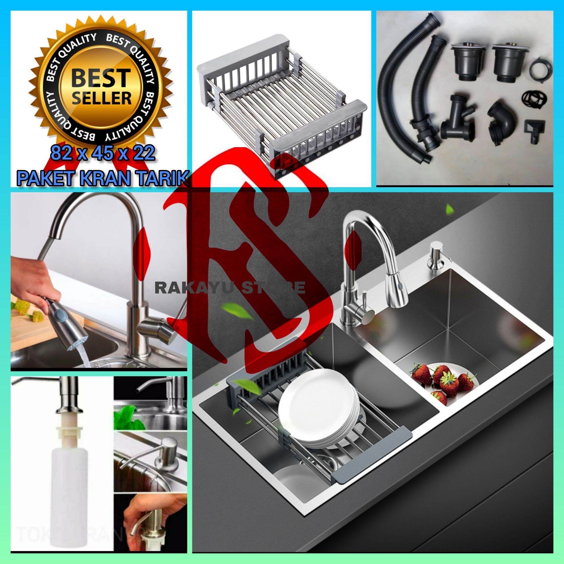 KITCHEN SINK 8245 STAINLESS LENGKAP KRAN JKM INOBE BAK CUCI PIRING 8245