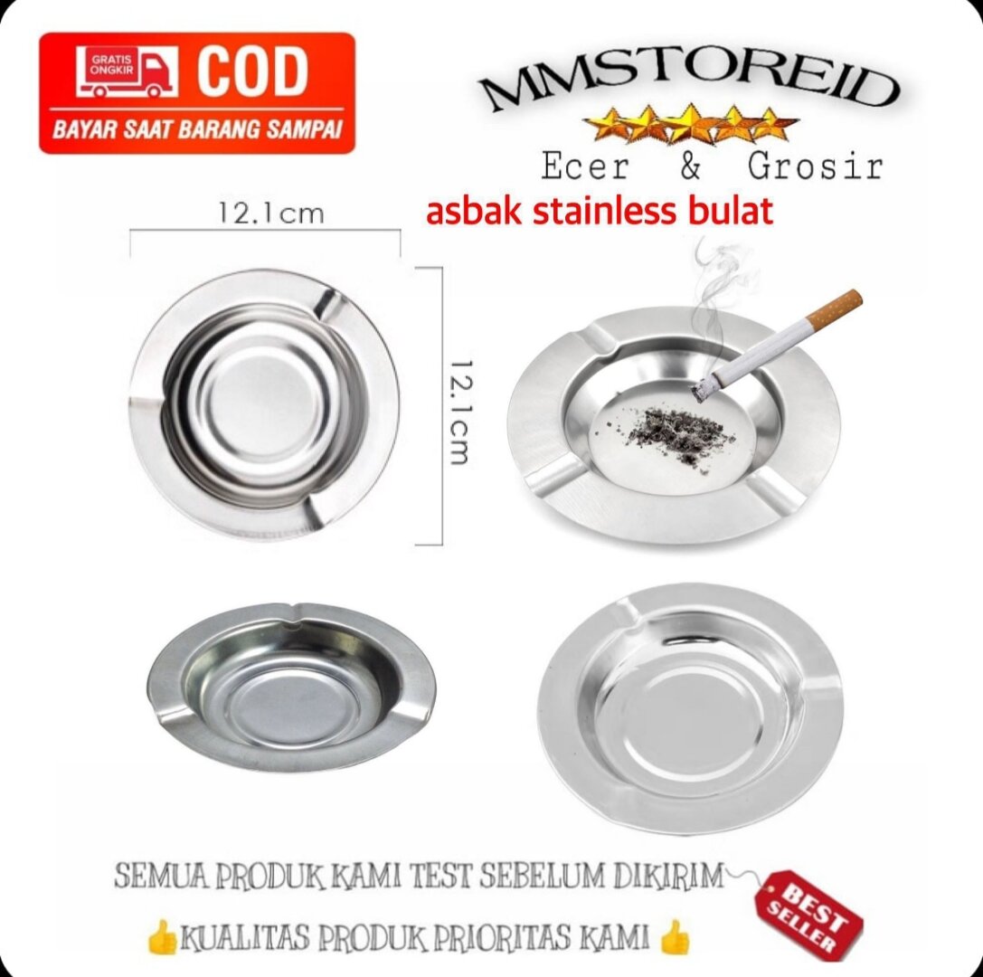 MM Asbak Rokok Stainless Asbak Alumunium Bulat Murah 12cm Mangkok