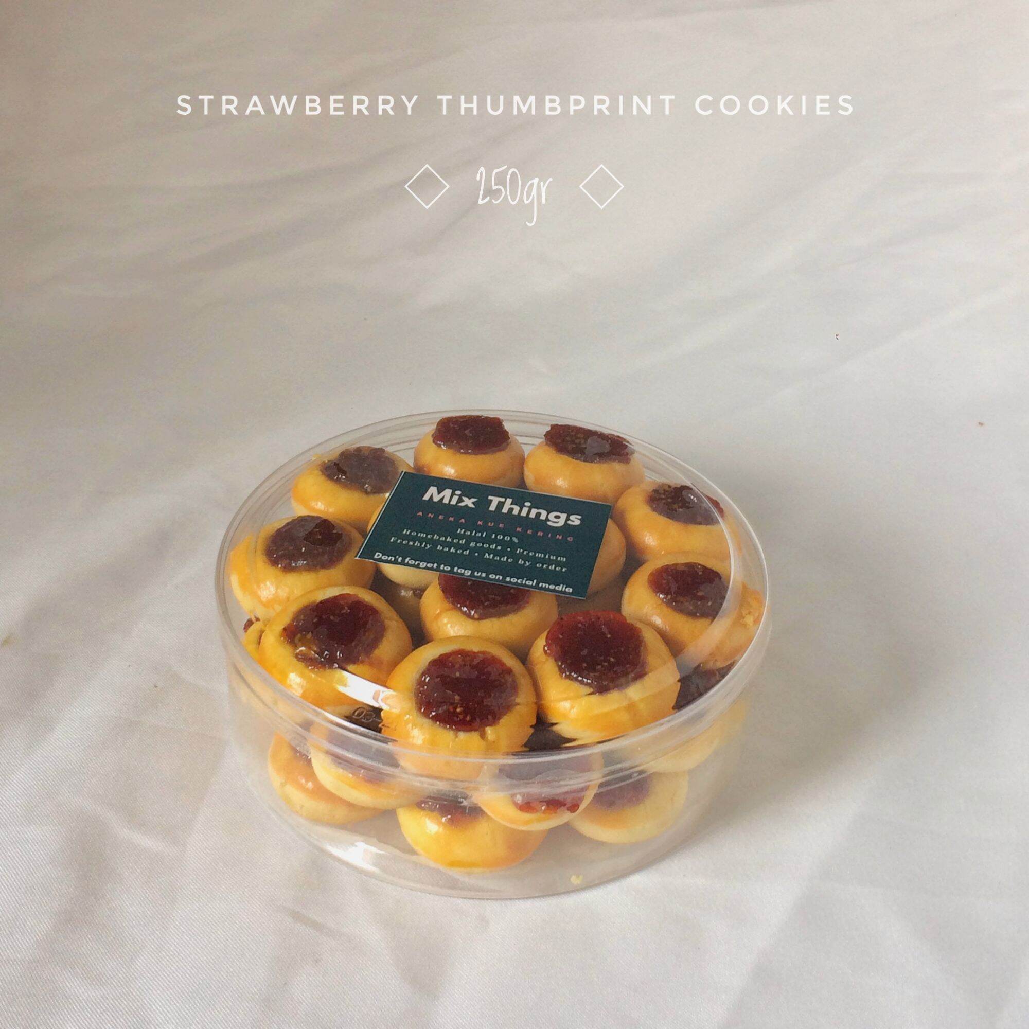 Kue Kering Strawberry Thumbprint Cookies Premium Selai Strawberry Asli