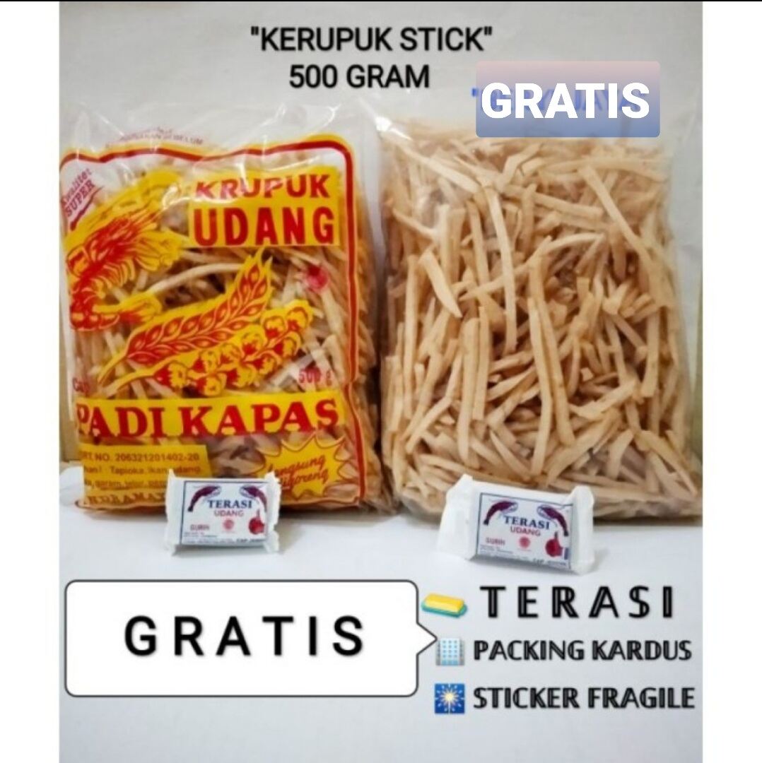 Krupuk Udang Merk Padi Kapas Khas Indramayu Bentuk Stick Isi Gr