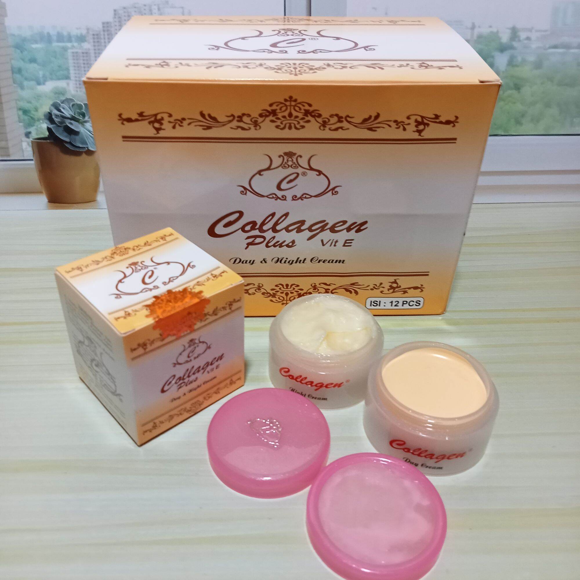 Lusin 12pcs Cream Collagen Susun Siang Dan Malam Krim Collagen