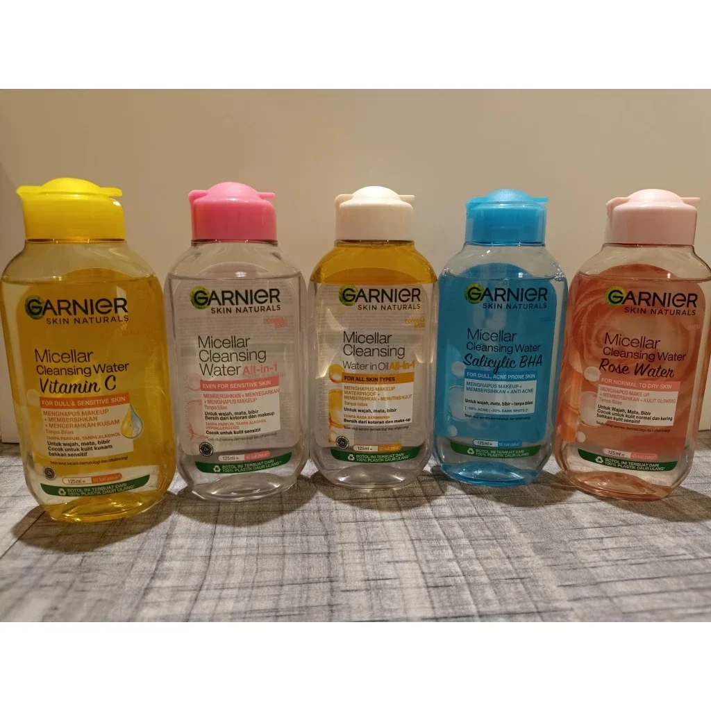 Garnier Micellar Cleansing Water Pink Blue Biru Salicylic BHA Vit