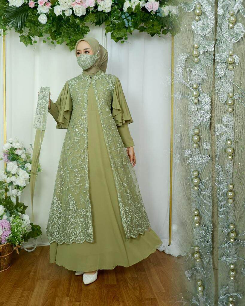 NEW KEBAYA OUTER MATT CERUTY MIX TULLE PAYET MEWAH DRESS OUTER