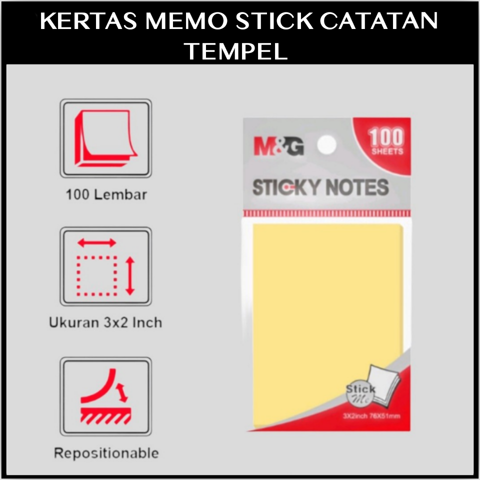 Post It Sticky Notes Kertas Memo Stick Catatan Tempel Warna Kuning