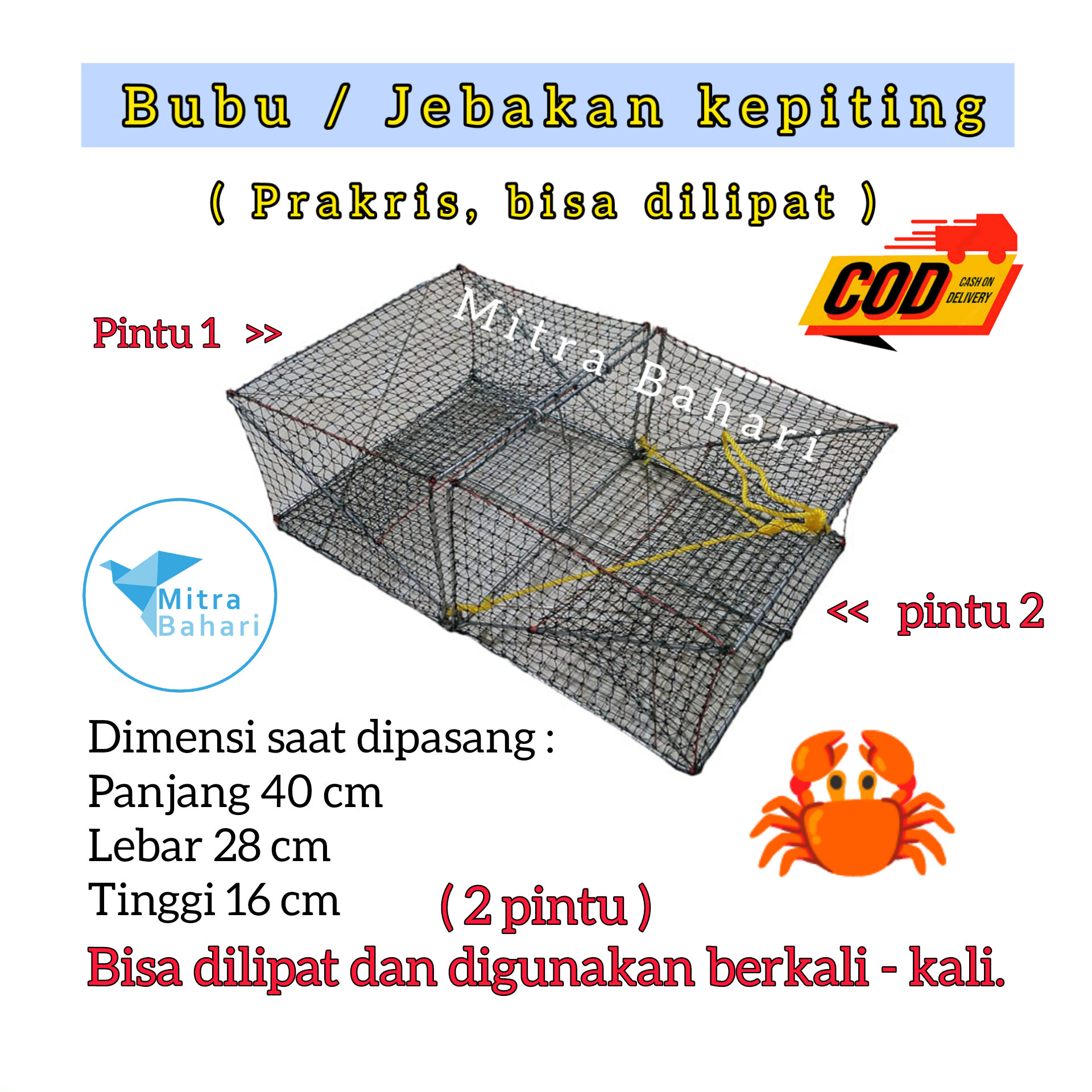 BUBU KEPITING 2 PINTU KECIL JEBAKAN KEPITING JEBAKAN RAJUNGAN