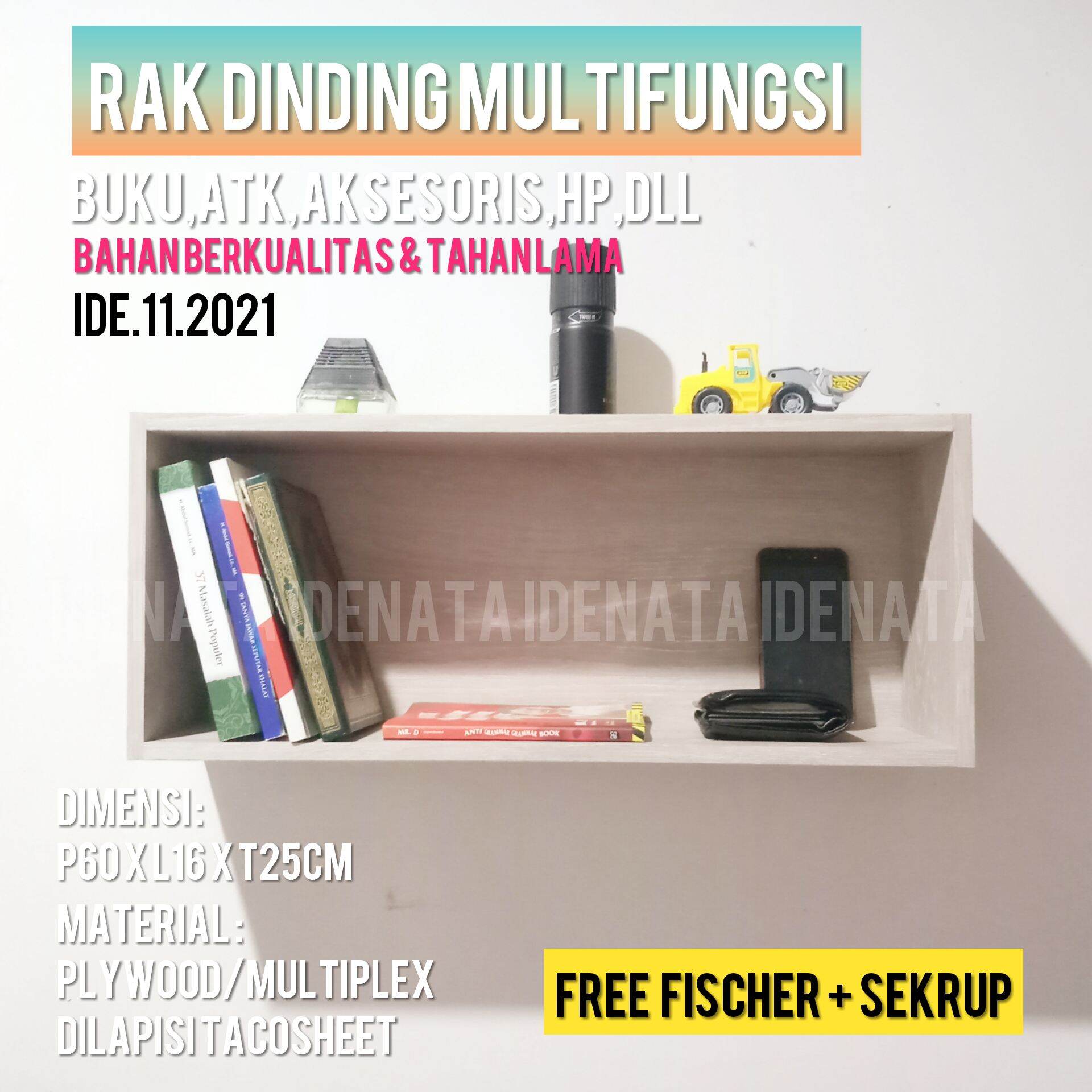 Rak Dinding Ambalan Dinding Multi Fungsi Buku Aksesoris Idenata