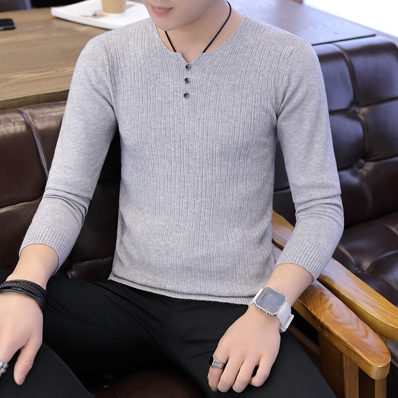  Sweater  V neck Pria  Musim Gugur dan Musim Dingin Versi 