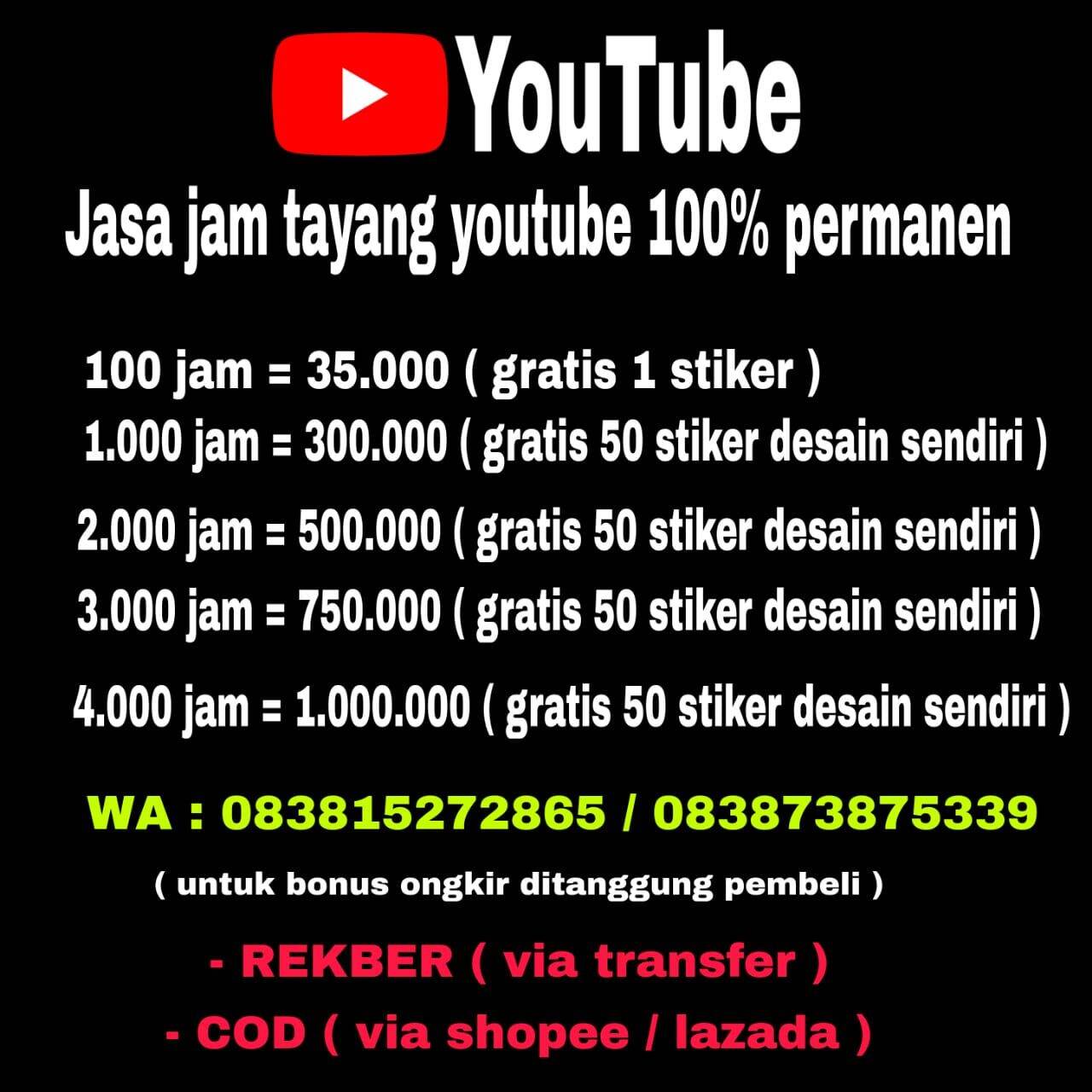 paket jam tayang youtube ( isi 4000 jam ) | Lazada Indonesia