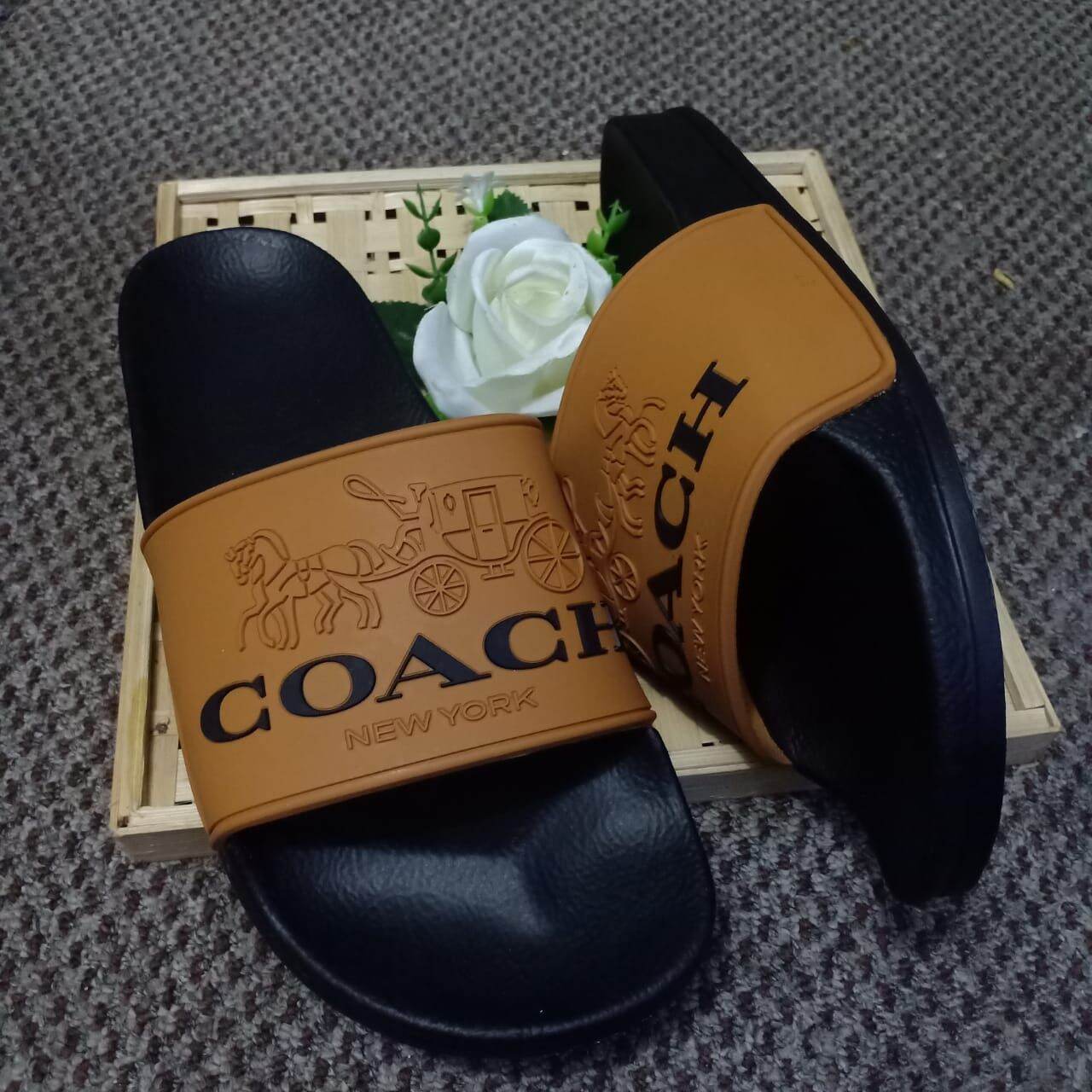 coach leather slides