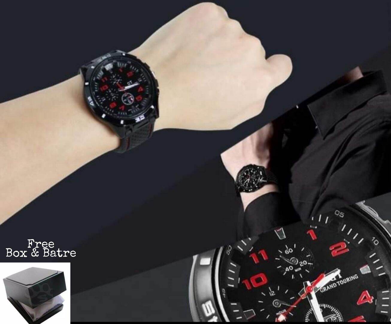 	 Jam Tangan Pria Sporty New Brand Gt Waterresist Anti Air Free Batre Cadangan Murah Realpict Cod Baya 	