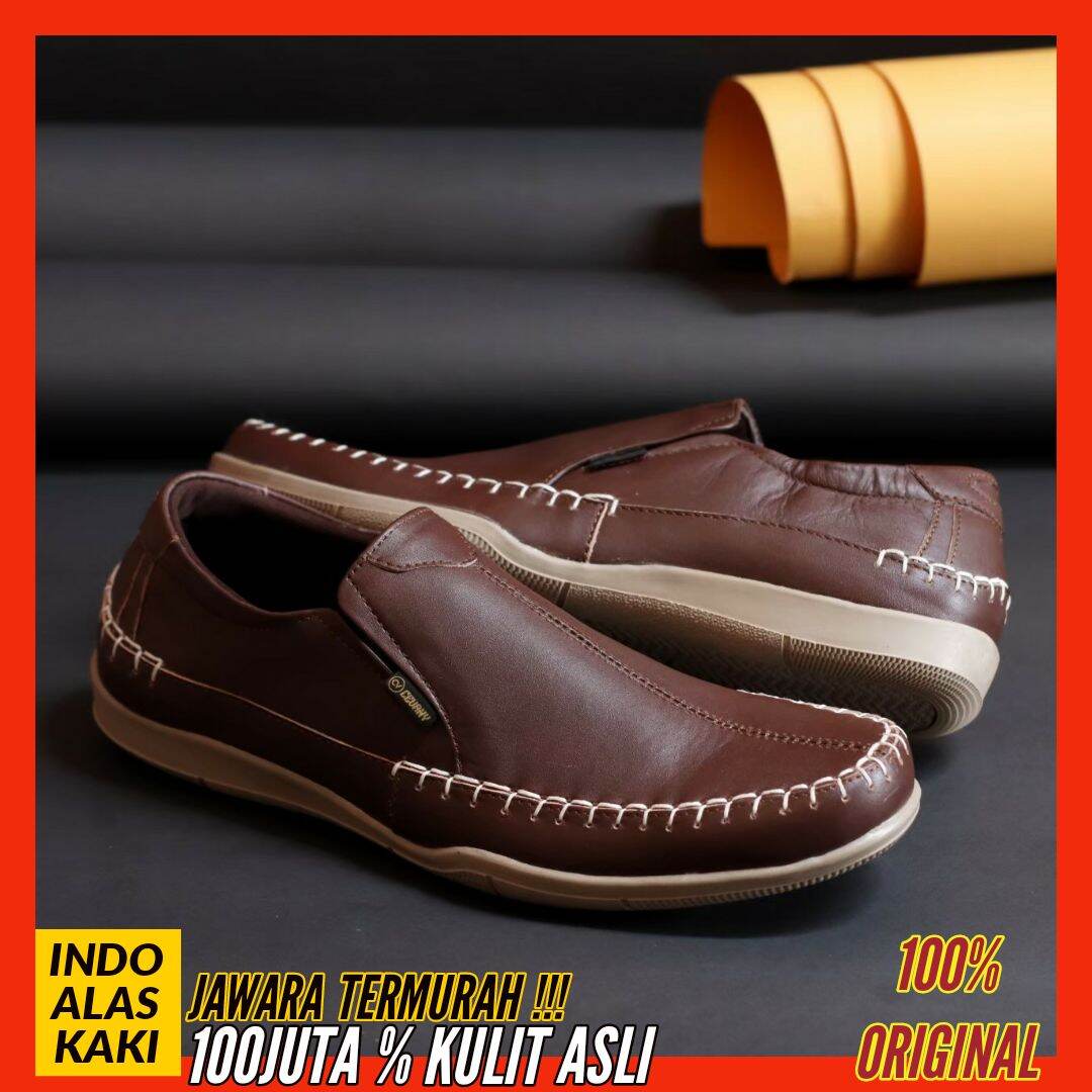 Sepatu Pria Kulit Original Sepatu Slip On Pria Trendy Kulit Sepatu