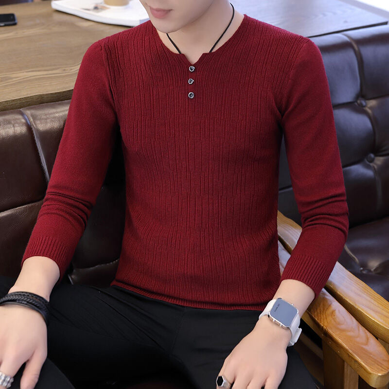  Sweater  V neck Pria  Musim Gugur dan Musim Dingin Versi 