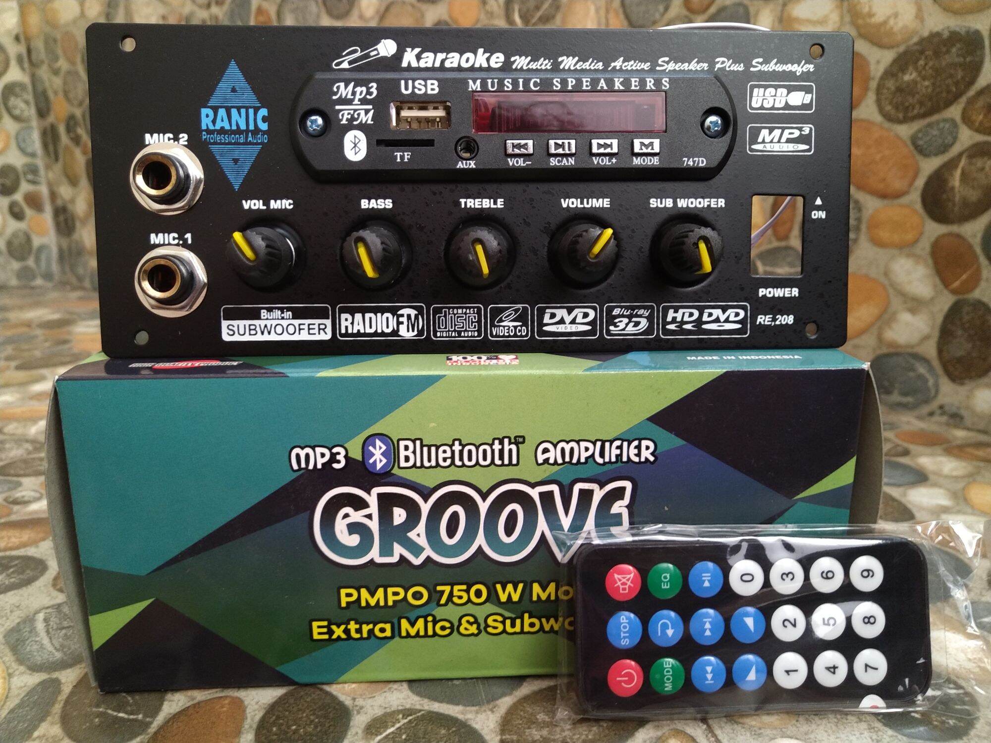 Kit Aktif Speaker 750 Watt Mic Subwoofer Mp3 Bluetooth Mono Groove