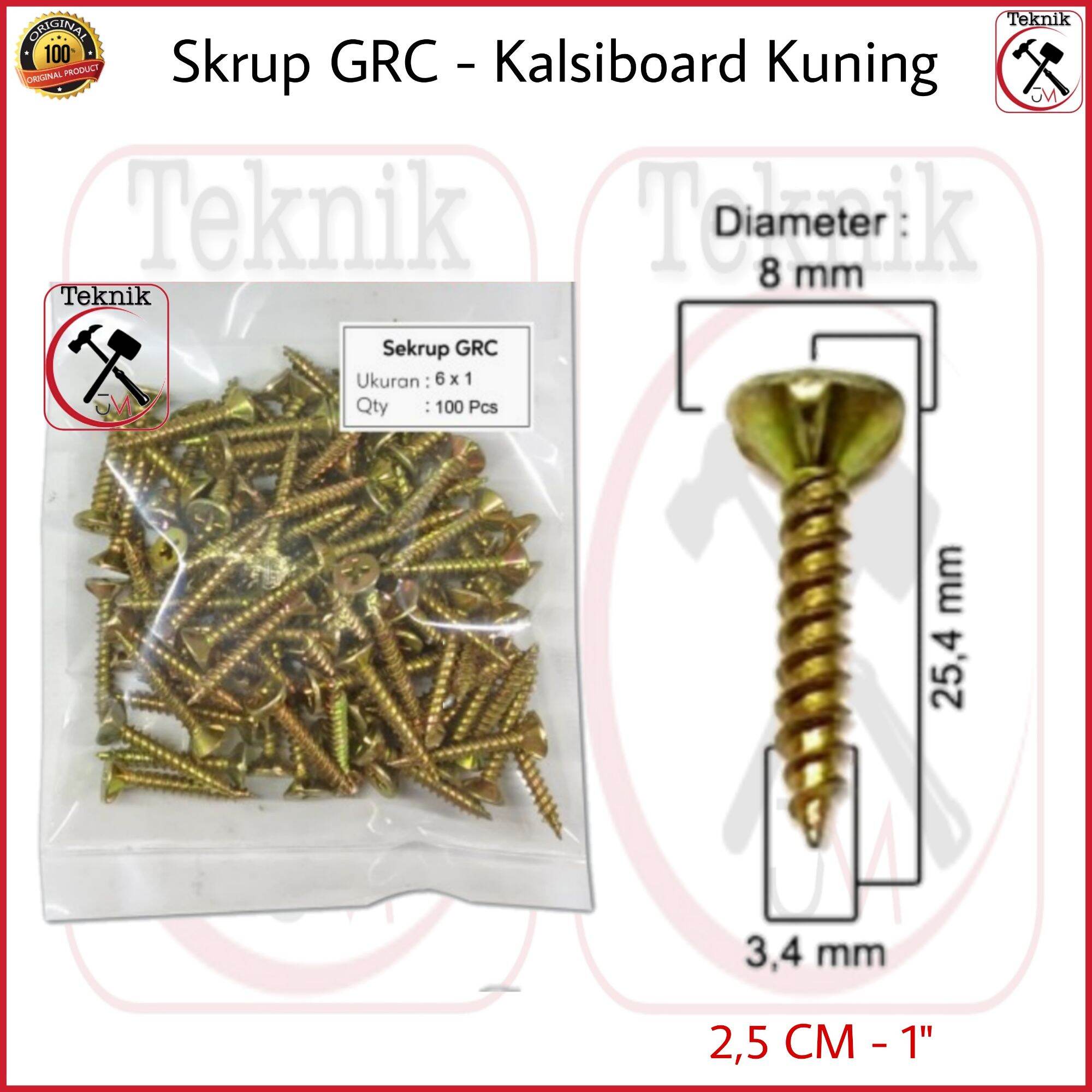 paket-skrup-grc-1-pack-100-pcs-2-5-cm-sekrup-kalsiboard-6-x-1