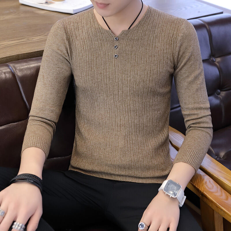  Sweater  V neck Pria  Musim Gugur dan Musim Dingin Versi 