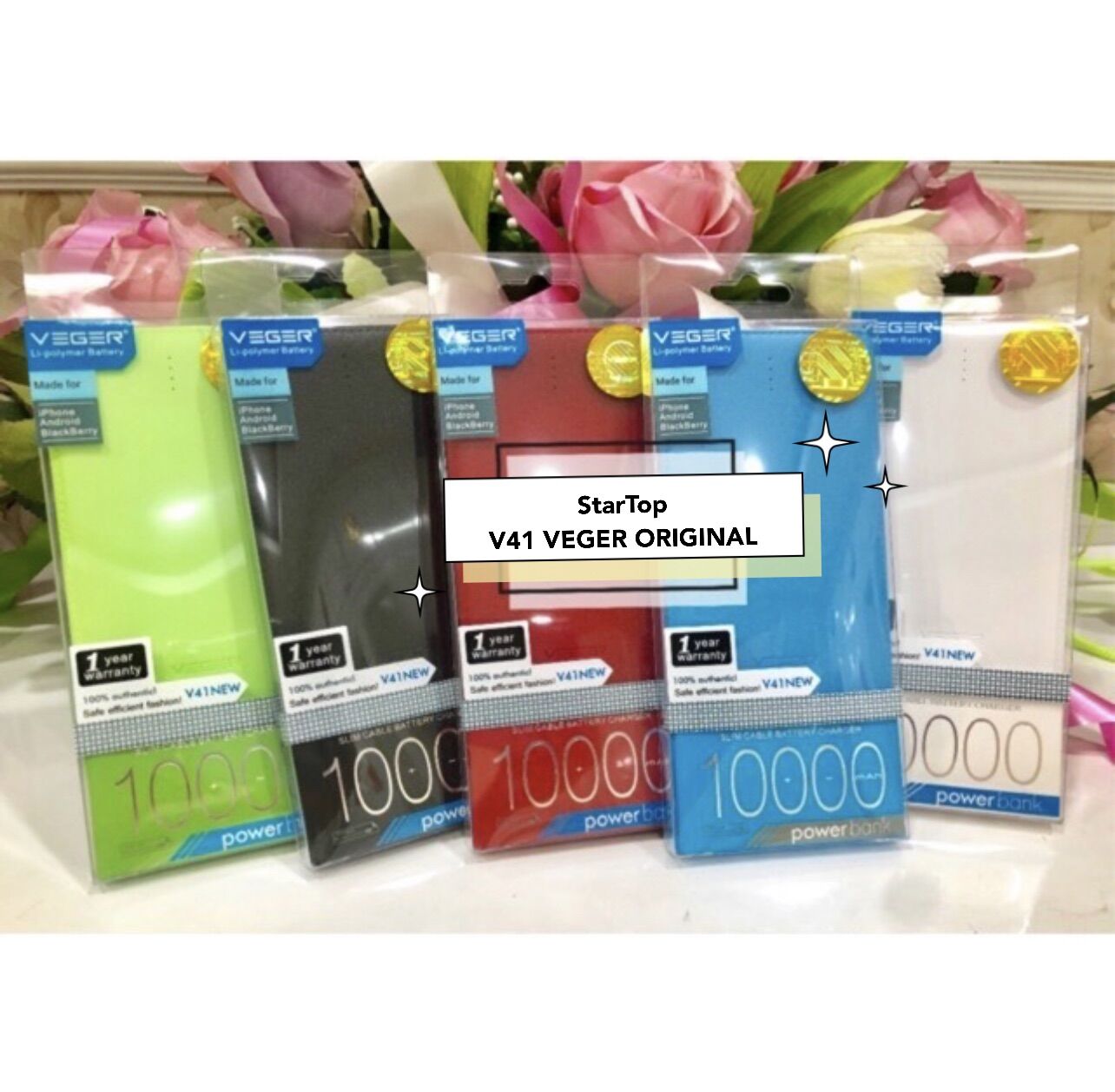 Powerbank VEGER V41 10000mah SUPERSLIM garansi resmi 1tahun