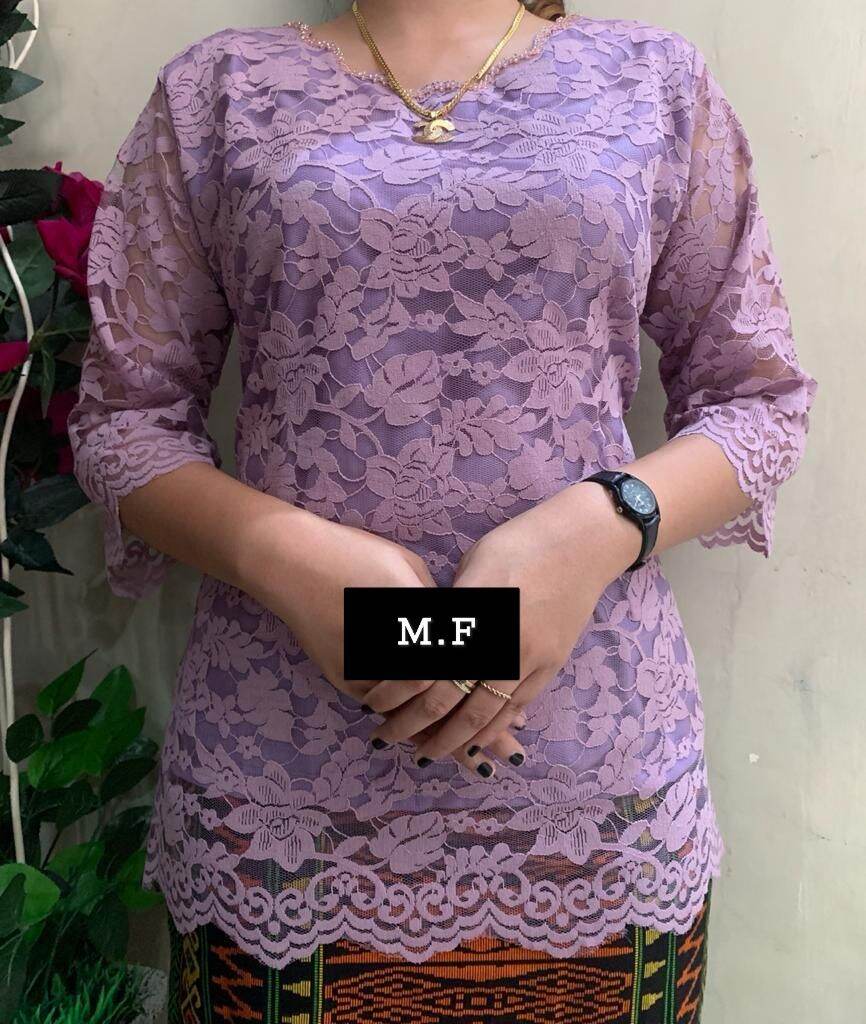 blus brokat kebaya leher mutiara | Lazada Indonesia