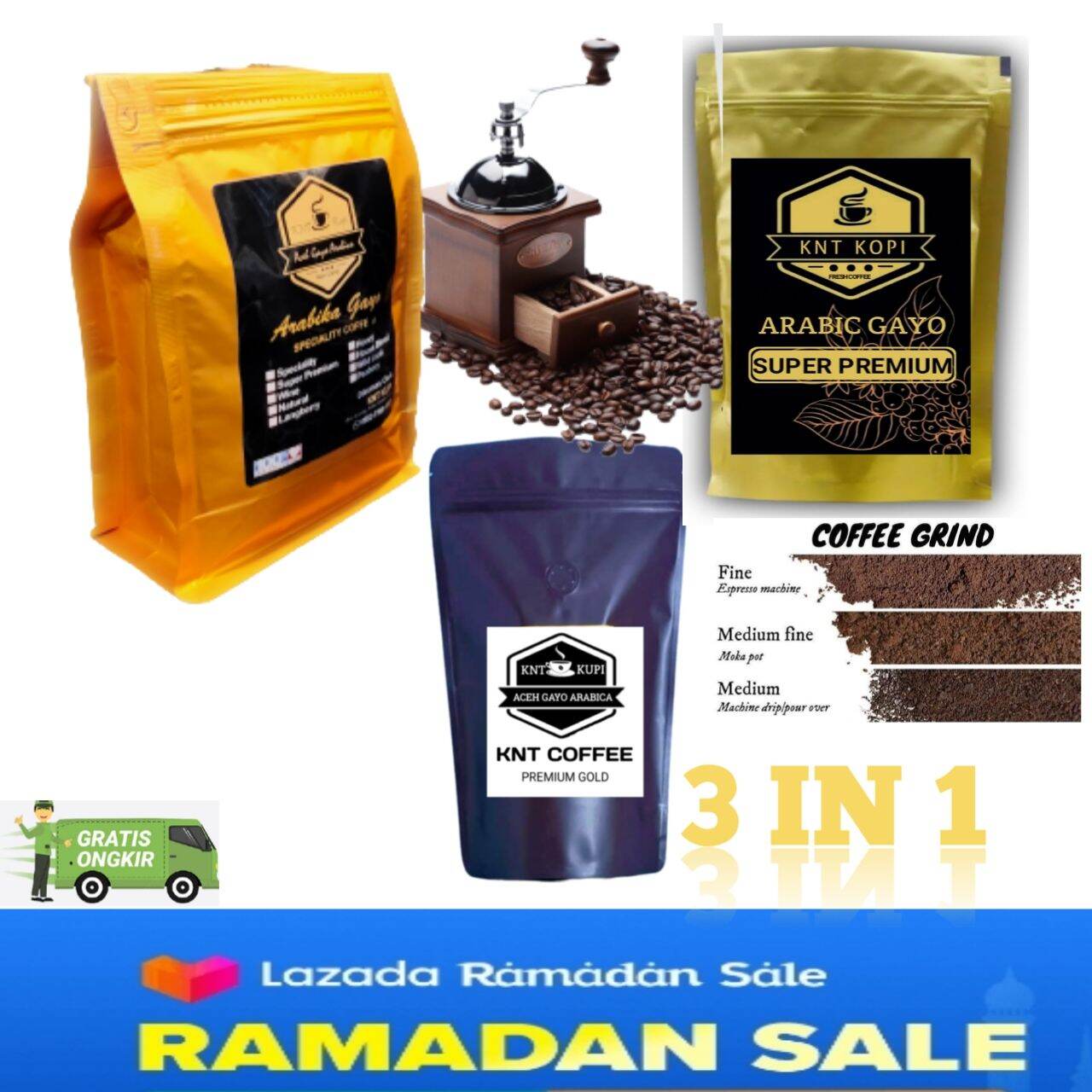 kopi gayo aceh asli arabika special paket beli 1 dapat 2(3 in 1).
