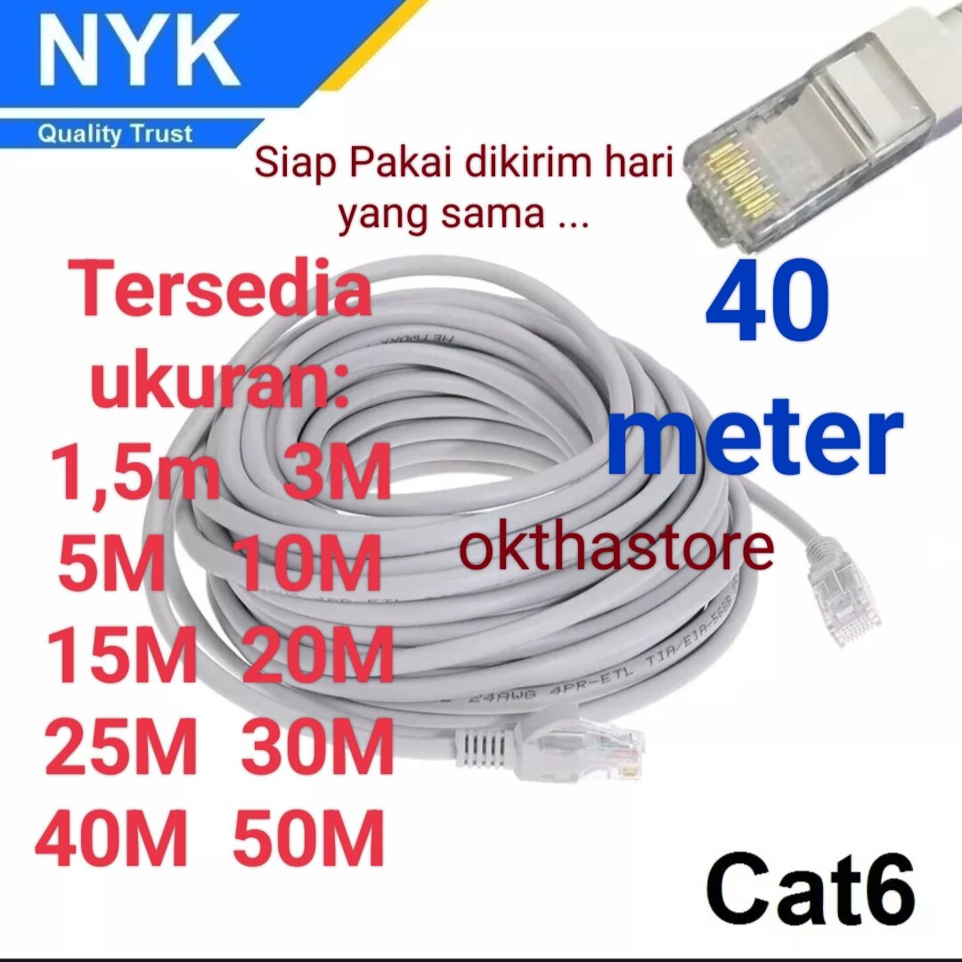 Nyk Kabel Lan Utp Cat 6 Rj45 Cable 40m Garansi Resmi Nyk 40 Meter 40m