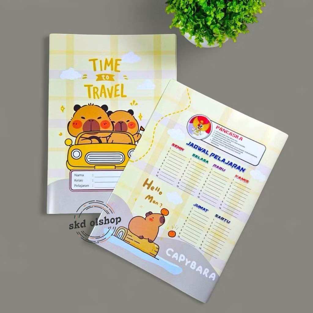 20 LEMBAR SAMPUL BUKU FANCY MOTIF KARTUN CAPY BARA DAN KUROMI UKURAN KWARTO/BUKU TULIS BIASA