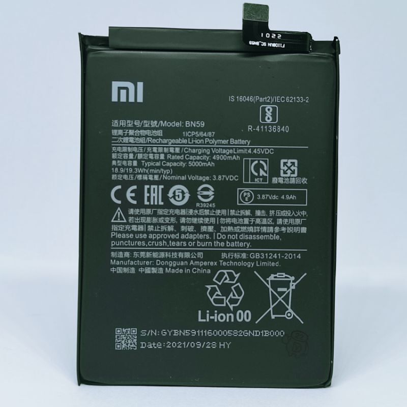 Baterai Batre Xiaomi Redmi Note 10 4g Original 100 Bn59 Battery Batrei Batere Batrai Tanam Hp 9636