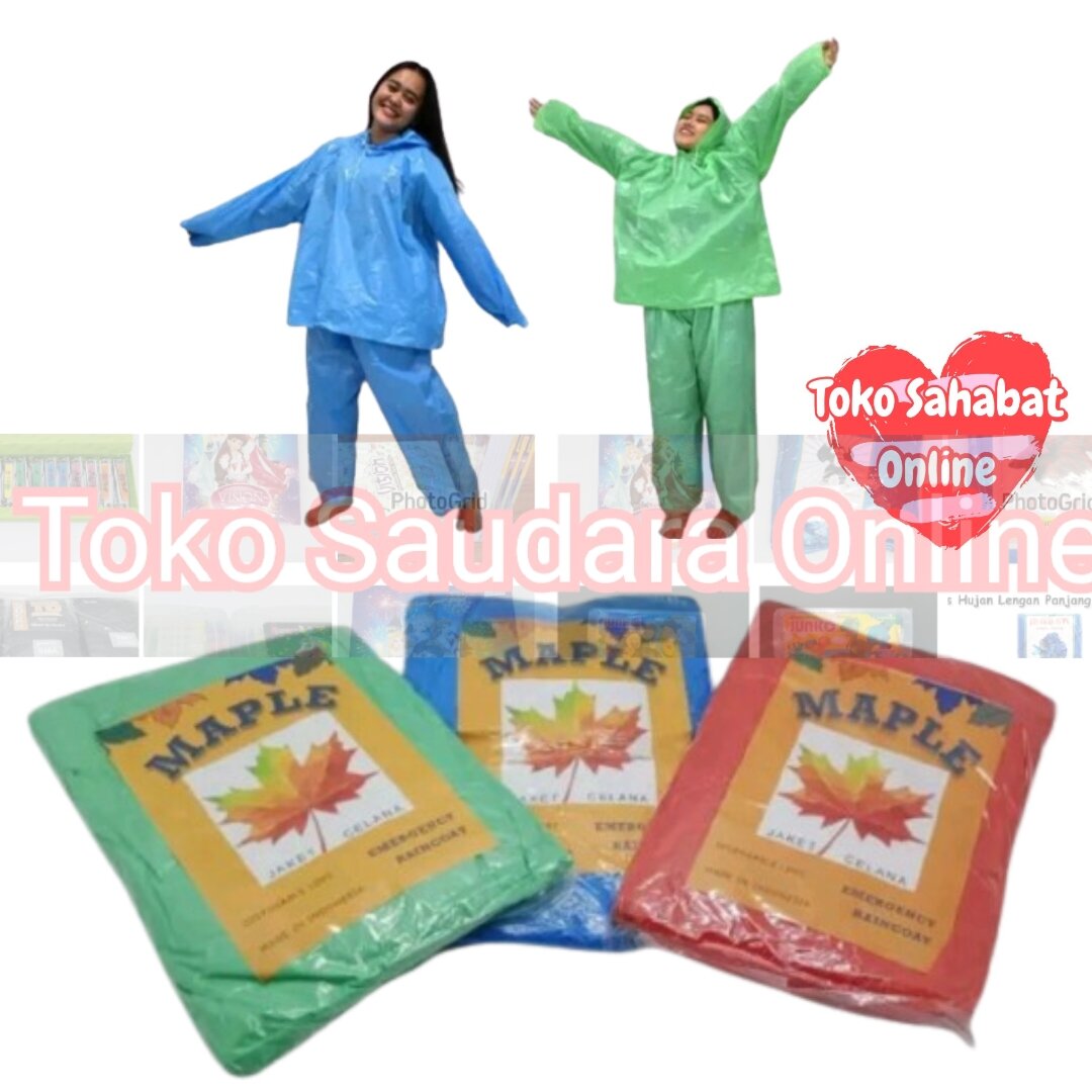 Jas Hujan Maple/Ocean Setelan Jaket Celana Murah Pria Wanita Harga 4,850 rupiah*Gratis Ongkir
