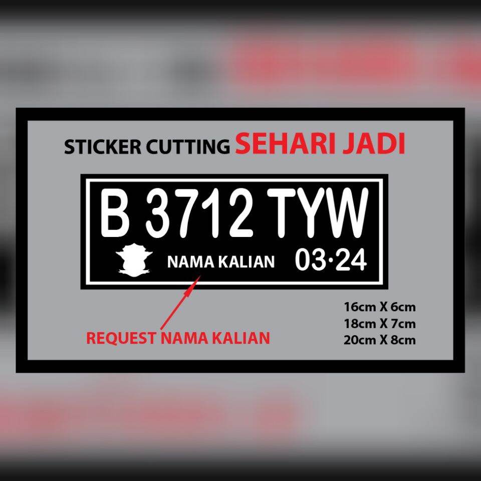 Custom Stiker Cutting Plat Nomor Visor Bisa Request Nama Lazada Indonesia