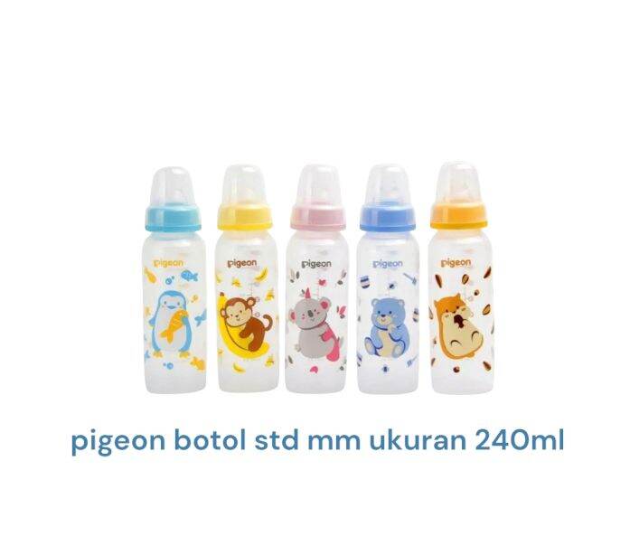 PIGEON Botol Susu Bayi Standar MM Dot Peristaltic Slimneck (Dot Ulir) Ukuran 50ml/120ml/240ml