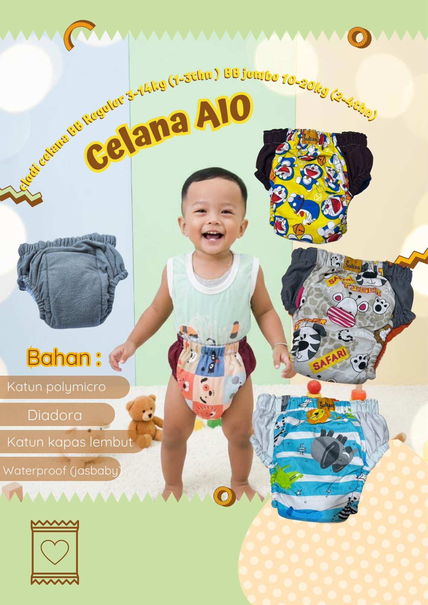 (3 BIJI)CLODY JUMBO TEBAL Clodi Anak Clodi popok cuci ulang Clodi murah Clodi Aio