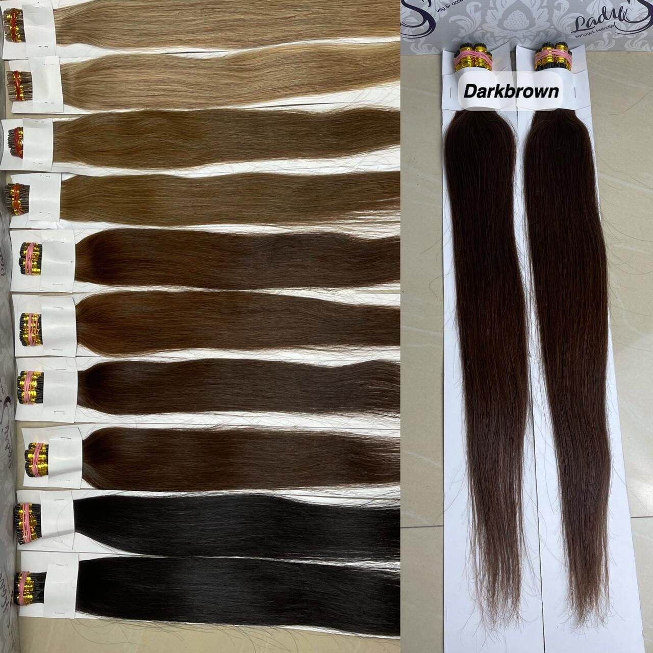 Exstence Rambut Extension ring / sambungan rambut asli Human Hair panjang 60 cm isi 100 ...