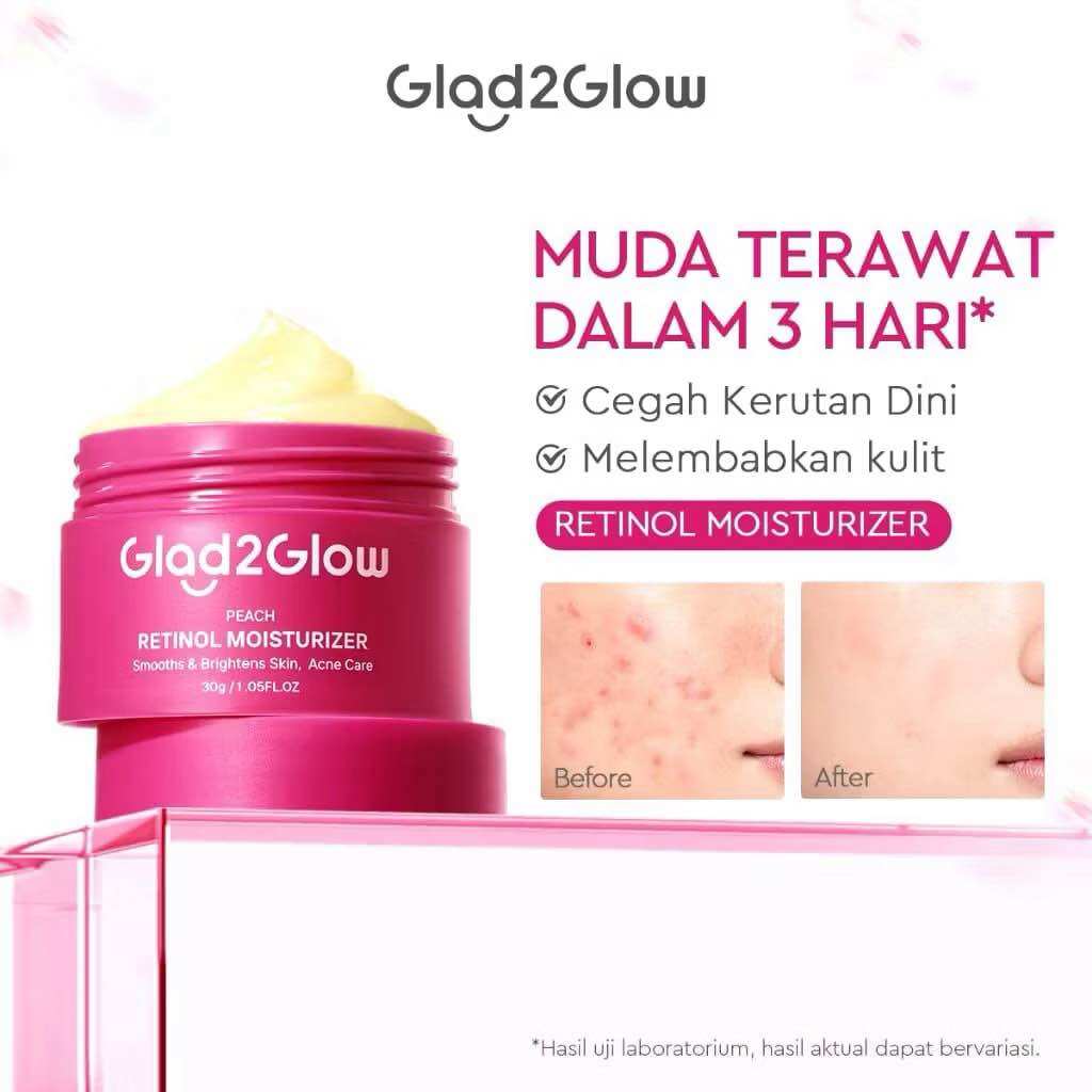 [Share In Jar] Glad2Glow Peach Retinol Moisturizer Pelembab Wajah Retinol Anti Aging Original Rea...