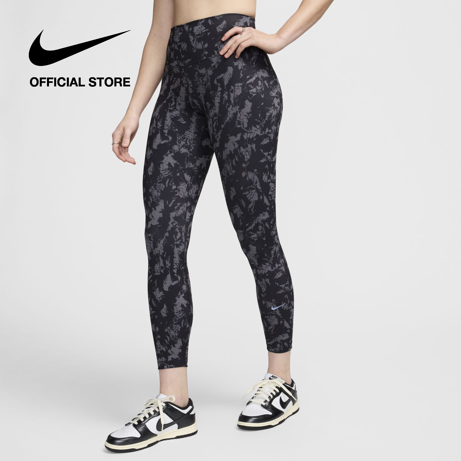 Nike Celana Leggings Wanita One High-Waisted 7/8 Printed Black