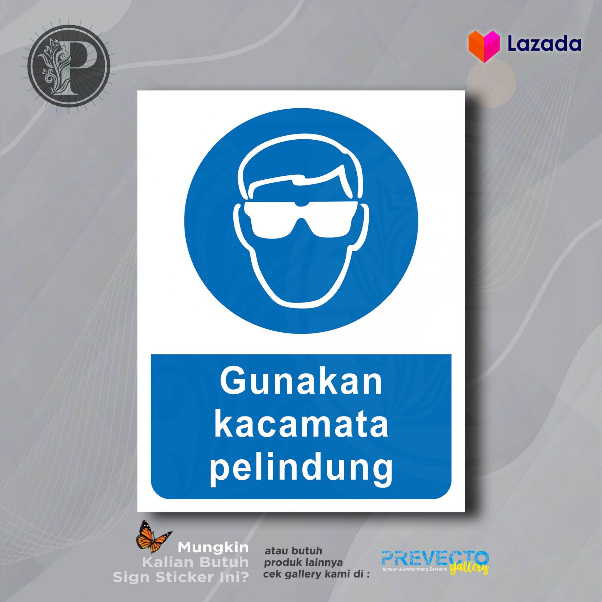 Sticker Safety Sign K3 Rambu Gunakan Kacamata Pelindung Lazada Indonesia 